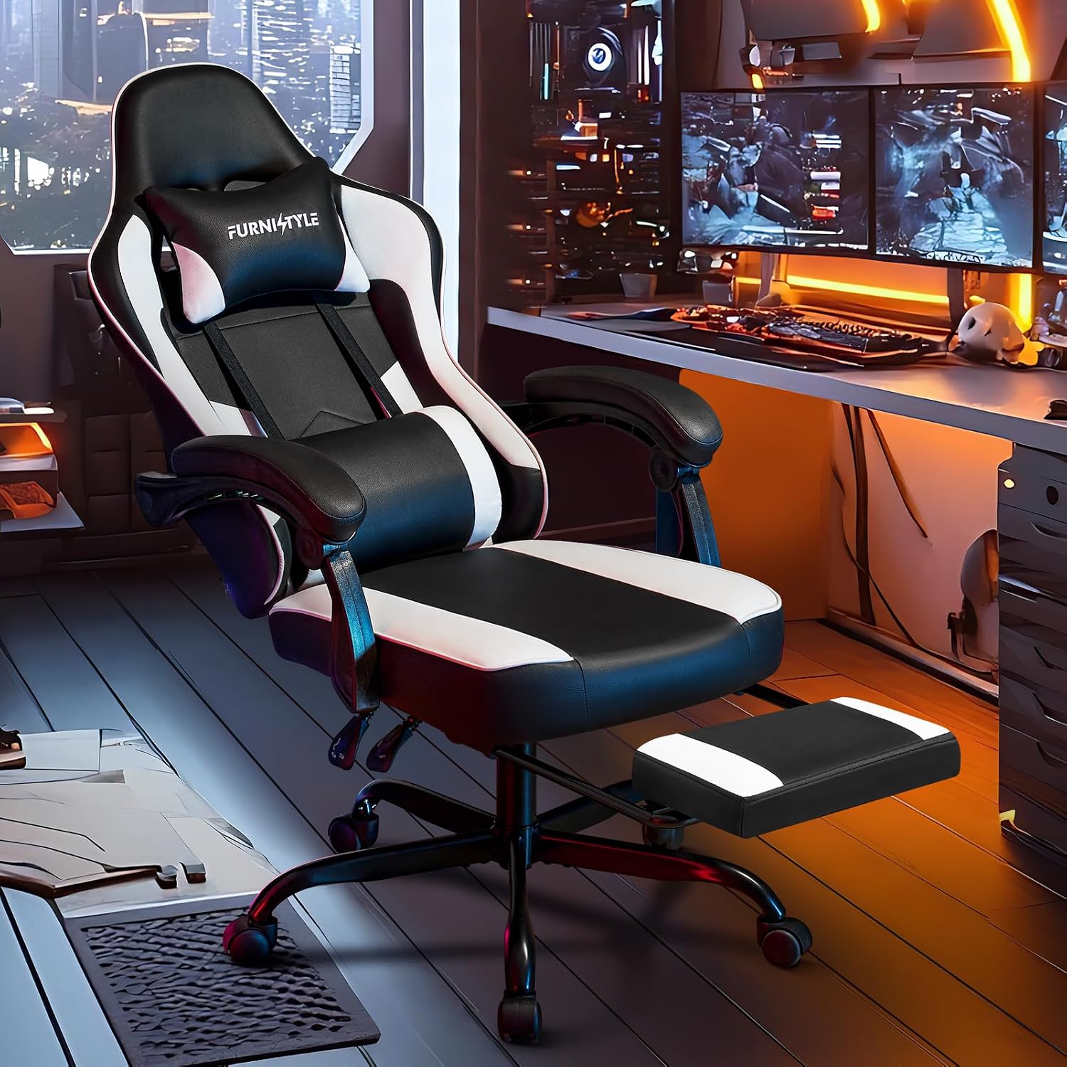 발 받침대가 있는 게이밍 의자, 성인용 비디오 게임 의 - Video Gaming & Esports Usd Acc 리뷰 및 가격