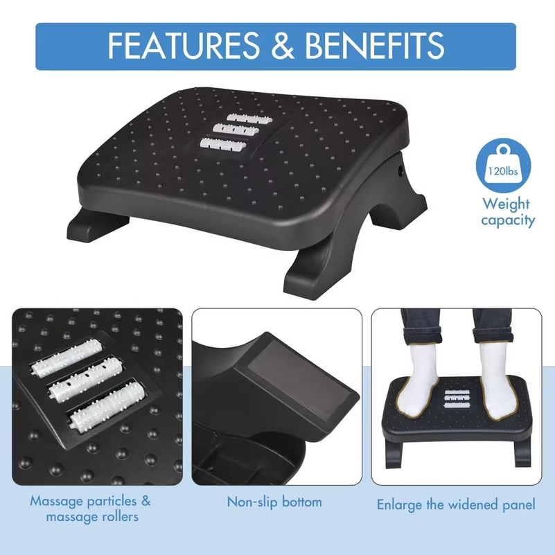 인체공학적 디자인의 데스크 아래 발 받침대, 마사지 롤 - Footrest Under Desk 리뷰 및 가격